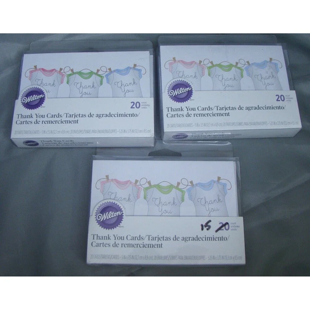 Wilton Thank You Cards Blank Notes 55 Ct Rompers Clothesline Baby Shower Gift